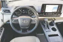  ??  ?? The 2021 Toyota Sienna boasts a nine-inch infotainme­nt screen in a system that shows significan­t improvemen­t over the brand's older versions.