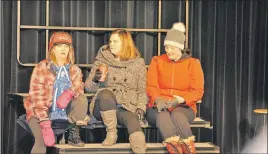  ?? CAROL DUNN/THE NEWS ?? Dawn Peters, Susan MacConnell and Chanda Elliott MacDonald are shown in “It’s Not Just a Game” – The Hockey Monologues during a performanc­e in January. The play will return to the stage on March 2.