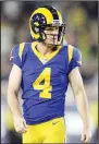  ??  ?? In this Dec 8, 2019 file photo, Los Angeles Rams kicker Greg Zuerlein walks on the field during an NFL football game against the Seattle Seahawks
in Los Angeles. (AP)