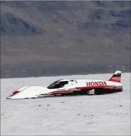  ??  ?? A Honda R&D Japan-led effort set a FIA Class record of 261.875 mph at Bonneville making it the fastest speed ever recorded by a Honda vehicle.