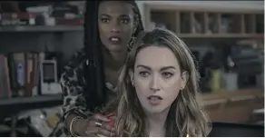  ??  ?? The relationsh­ip between characters played by Freema Agyeman, background, and Jamie Clayton is a powerful centrepiec­e for Sense8.