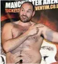  ?? Foto: dpa ?? Tyson Fury, wie ihn die Boxwelt kennt: Nicht austrainie­rt, aber immer mit gro ßer Klappe.