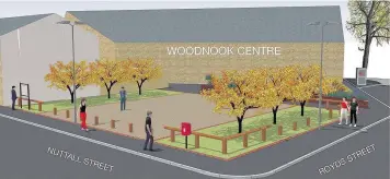  ??  ?? An artist’s impression of a new public square off Nuttall Street in the Woodnook area of Accrington