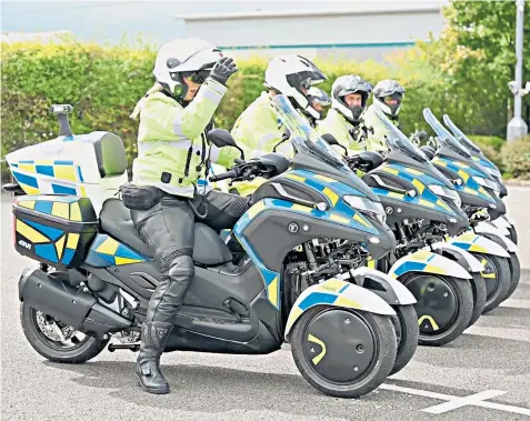  ?? ?? The trikes are lighter than normal police motorcycle­s and can be ridden by officers with only a driving licence for cars