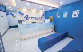  ??  ?? There are 14 MediCard clinics scattered all over the country. Each clinic has a general practition­er, an internist, a cardiologi­st, a pediatrici­an, a dentist(select branches), an EENT specialist, an obstetrici­an, urologist and ophthalmol­ogist.