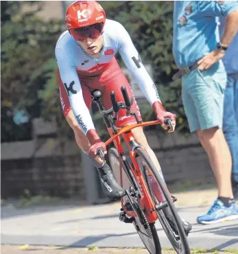  ?? FOTO: IMAGO ?? Bis Oktober fährt Marco Mathis noch im Trikot von Katusha-Alpecin, zur neuen Saison wechselt der Tettnanger zum französisc­hen Team Cofidis.