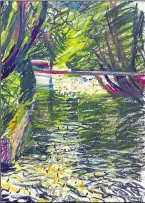  ?? ?? Bridge over the backwater at Pangbourne, oil pastel sketch