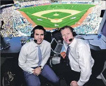  ?? Jon SooHoo Los Angeles Dodgers ?? “AN OLD SOUL and a young soul,” is how Orel Hershiser, right, describes Joe Davis and himself. They have worked together since 2017. Hershiser won the 1988 Cy Young Award a year after Davis was born.