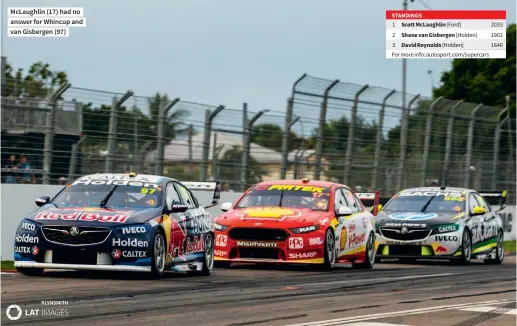  ??  ?? Mclaughlin (17) had no answer for Whincup and van Gisbergen (97)