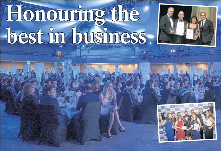  ??  ?? > Last year’s glittering Birmingham Post Business Awards gala night. Inset, Company Of The year award-winner Fracino (top) and Small & Medium Enterprise Award winner Evolve