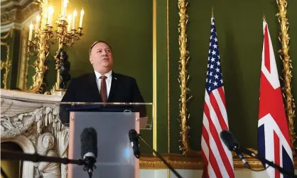  ??  ?? Pompeo told his audience of 20 MPs and peers that the WHO was a “political not a science-based organisati­on”. Photograph: Peter Summers/AFP/Getty Images
