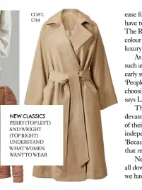  ??  ?? COAT, £744
NEW CLASSICS
PERRY (TOP LEFT) AND WRIGHT (TOP RIGHT) UNDERSTAND WHAT WOMEN WANT TO WEAR