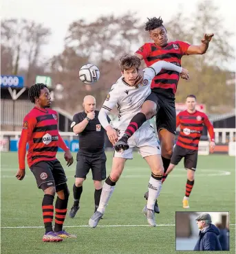  ?? Photo: Darren Woolley. ?? The Magpies didn't play this week due to Dover Athletic's refusal to play matches. Alan Devonshire (inset) called it a ridiculous situation.