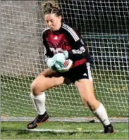  ?? PILOT PHOTO/RON HARAMIA ?? Argos keeper Alyssa Poisel makes one of her five shootout saves during the regional final.