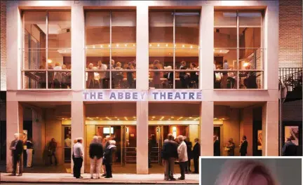  ??  ?? ABOVE: The Abbey Theatre when open. RIGHT: Now it’s producing living room theatre: Siobhán McSweeney as Katy Barry.