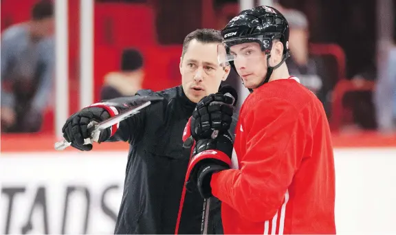  ?? ANDRE RINGUETTE ?? Senators head coach Guy Boucher says veterans like Matt Duchene will have a “lot of work to do” next season as Ottawa adds more youth to its lineup.