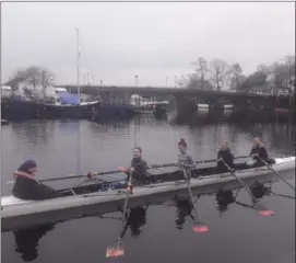  ??  ?? Ava (second from left) with cox Rory Clarke and teammates Jeanette Michalopou­lou, Isabella Michalopou­lou and Rosie Spoorenber­g at the Carrick-on-Shannon regatta.