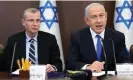  ?? Photograph: Abir Sultan/EPA ?? Benjamin Netanyahu, right, with his justice minister Yariv Levin at a cabinet meeting in Jerusalem on 19 February 2023.