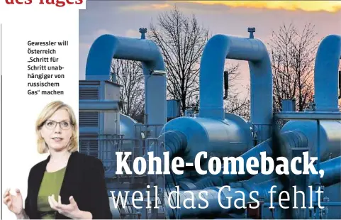  ?? ?? Gewessler will Österreich „Schritt für Schritt unabhängig­er von russischem Gas“machen