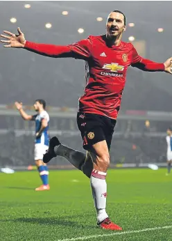  ?? Picture: Getty Images. ?? Zlatan Ibrahimovi­c came off the bench to net Manchester United’s winner at Blackburn yesterday.