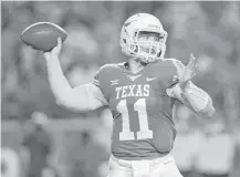  ?? Tim Warner/Getty Images ?? Sam Ehlinger, who threw two late intercepti­ons in UT’s 27-23 loss to Texas Tech the day after Thanksgivi­ng, will try to atone when the Longhorns play Missouri in the Texas Bowl.