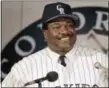  ?? DAVID ZALUBOWSKI — ASSOCIATED PRESS ?? Don Baylor smiles at a press conference introducin­g him as the first manager of the Colorado Rockies in Denver in October 1992.