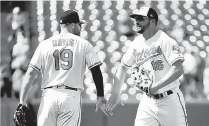  ?? WILL NEWTON/GETTY ?? Orioles manager Brandon Hyde says Chris Davis, left, will“have to perform” this season to keep his starting job and that Trey Mancini, right, should be back after missing last season while being treated for colon cancer.