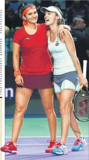  ?? GETTY IMAGES ?? Sania Mirza (left) and Martina Hingis have been unstoppabl­e this season.