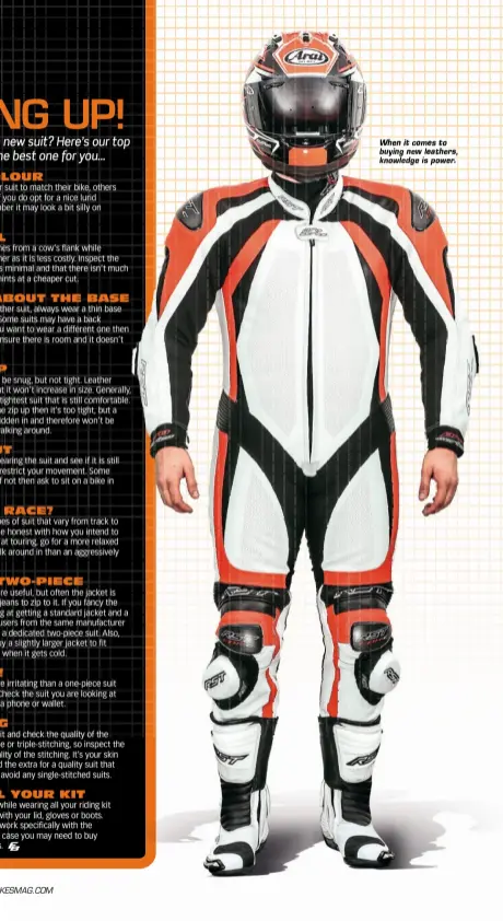  ??  ?? When it comes to buying new leathers, knowledge is power.