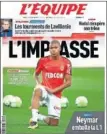  ??  ?? Portada de ‘L’Equipe’, ayer.