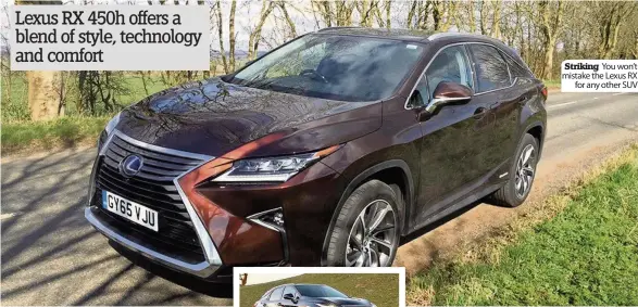  ??  ?? Striking You won’t mistake the Lexus RX for any other SUV