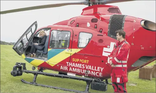  ?? PICTURE: HEATHCLIFF O’MALLEY/ DAILY TELEGRAPH/ PA WIRE ?? ANNIVERSAR­Y: The Countess of Wessex aboard the helicopter during her visit to Thames Valley Air Ambulance in Berkshire yesterday.