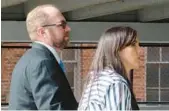  ?? AUGUSTUS HOFF/WUFT NEWS ?? Patrick Walsh, 42, of Williston, and his wife on Tuesday after he was sentenced to more than five years in prison for pandemic fraud. Walsh is the brother-in-law of former state Rep. Joe Harding, R-Ocala.