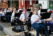  ?? ?? The Boyertown Alumni Marching Unit Ceremonial Band performed at the Colebrookd­ale rail yard during Boyertown’s Coming Out of Hibernatio­n on April 16.