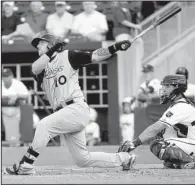  ?? Special to NWA Media/David J. Beach ?? Arkansas Travelers designated hitter Michael Bianucci finished with one hit, a ninth-inning leadoff home run, against the Northwest Arkansas Naturals at Arvest Ballpark in Springdale on Monday.