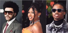  ?? Associated Press ?? The Weeknd, Megan Thee Stallion and Roddy Ricch are among the top nominees for next month’s iHeartRadi­o Music Awards.