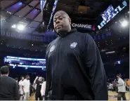  ?? AP PHOTO/JOHN MINCHILLO, FILE ?? Georgetown head coach Patrick Ewing walks off the court after an NCAA college basketball game against Villanova during the first round of the Big East Conference Tournament, Wednesday, March 8, 2023, in New York.