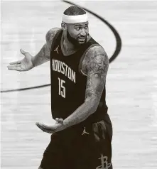  ?? Karen Warren / Staff photograph­er ?? DeMarcus Cousins is one of only two healthy centers on the roster but isn’t the best fit for the Rockets’ long-term plans.