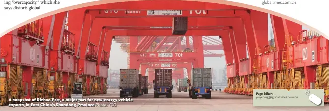  ?? Photo: VCG ?? A snapshot of Rizhao Port, a major port for new-energy vehicle exports, in East China’s Shandong Province