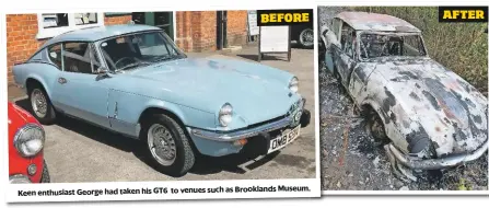  ??  ?? BEFORE Museum. Keen enthusiast George had taken his GT6 to venues such as Brooklands AFTER