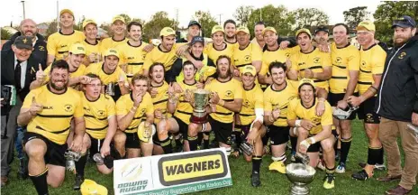  ?? Photo: Nev Madsen ?? EMU PARADE: The Goondiwind­i Emus celebrate their 2018 Risdon Cup victory over Dalby at Clive Berghofer Stadium.