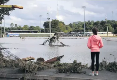  ?? PRESSEYE ?? Rugby pitches near the River Faughan in Drumahoe, Co Londonderr­y, which were flooded in August 2017