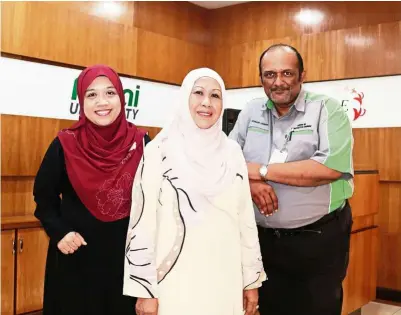  ??  ?? From left, Junaida, Maimunah and Joseph are behind the success of Nilai’s hospitalit­y management programme.