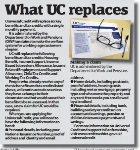  ??  ?? Making a claim UC is administer­ed by the Department for Work and Pensions