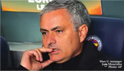  ??  ?? Man U. manager Jose Mourinho Photo: AP