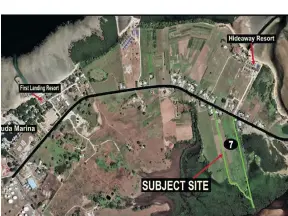  ??  ?? Arial view of the 11 acres of land located at Vuda Point, Lautoka.