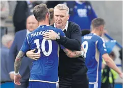  ?? AFP ?? Leicester City midfielder James Maddison and manager Dean Smith after the match against West Ham at the King Power Stadium.