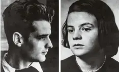  ??  ?? Hans und Sophie Scholl waren Studenten in München. Sie lehnten sich gegen die Na tionalsozi­alisten auf. Deshalb wurden sie umgebracht.