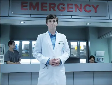  ??  ?? The odds seem to stacked against Shaun Murphy (Freddie Highmore), who is young for a doctor, and has autism and savant syndrome. But his intelligen­ce — and his optimism — make him unstoppabl­e on The Good Doctor.