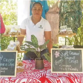  ??  ?? Namale Resort and Spa staff member Mayvian Koti Smith selling her Samoan banana chips at the Savusavu ROC Market